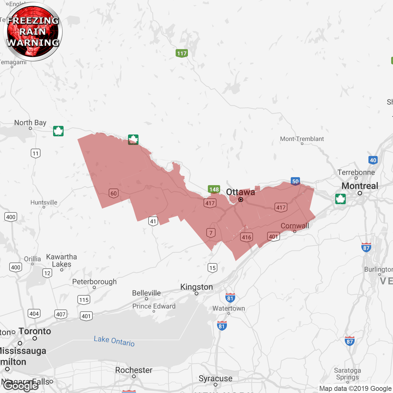 Freezing rain warning issued