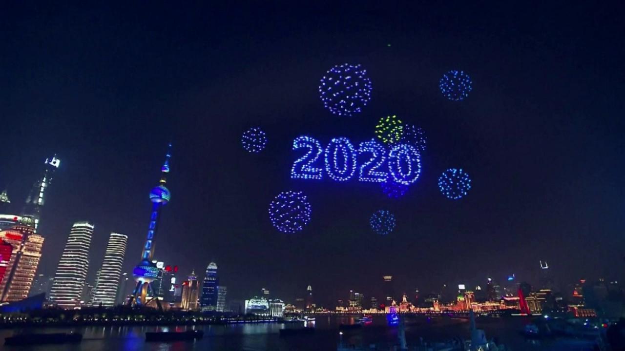 Shanghai 2024 New Year's Eve drone show highlights