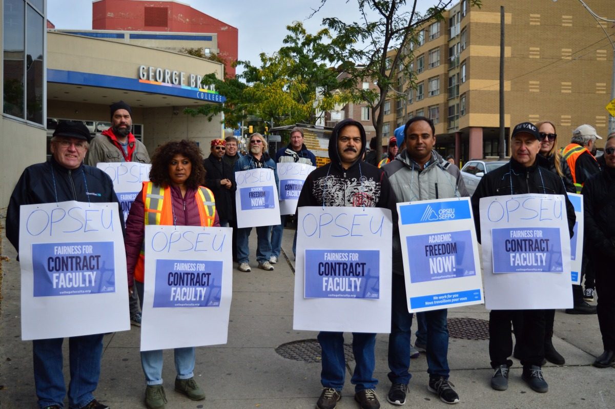 College strike ontario humber academia cbc faculty students norm precarious labour spotlights toronto picket colleges striking went stand outside line