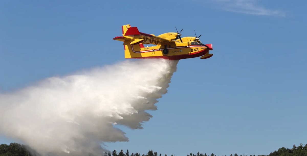 Canadian water bomber hit by drone