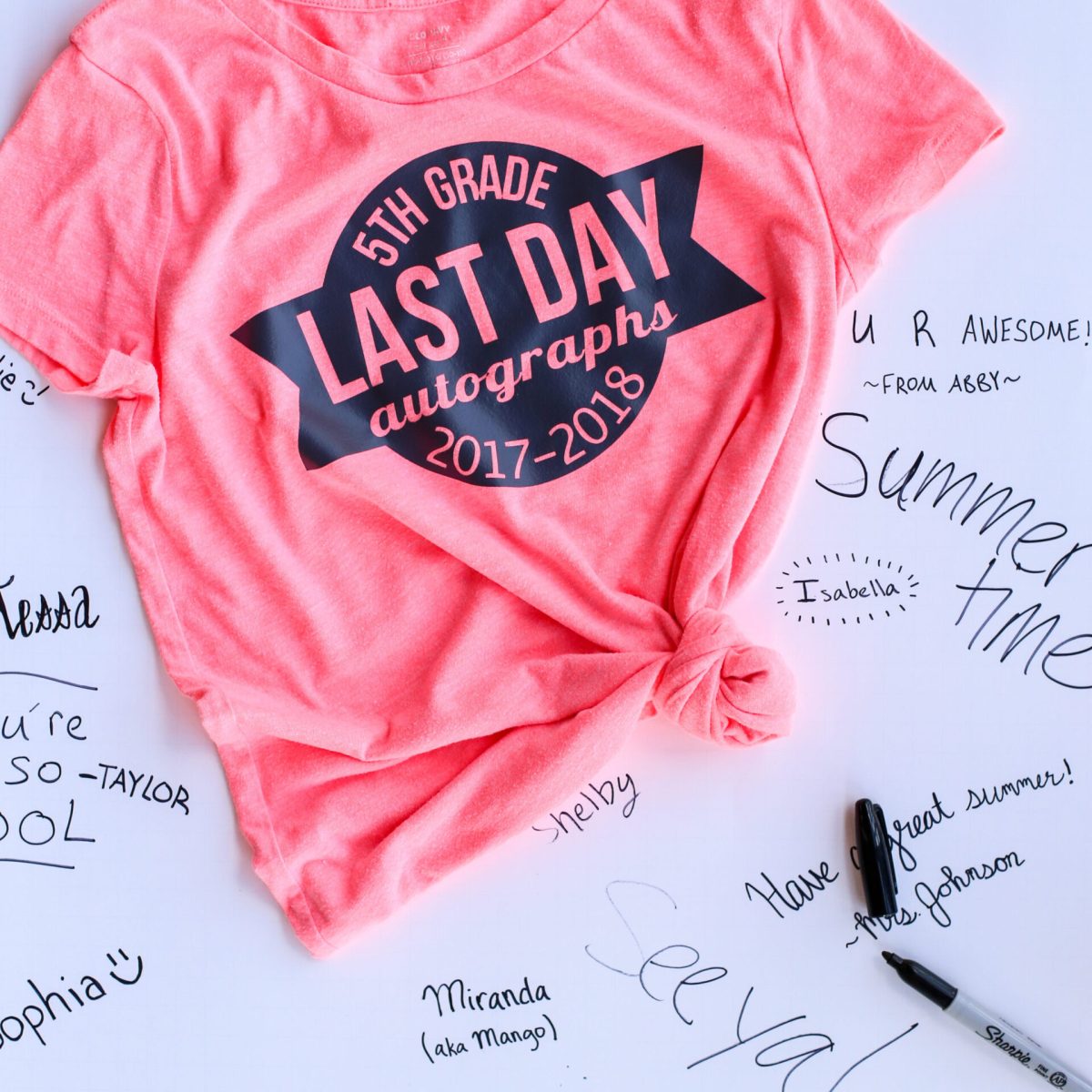 Last day shirt school autograph kindergarten shirts first girl grade end preschool second personalized year designs choose board days like